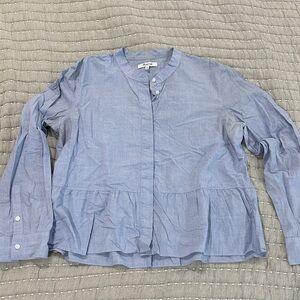 Madewell blue peplum Button-Up Blouse